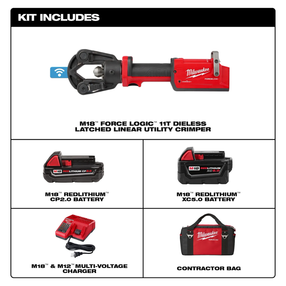 Milwaukee M18 FORCE LOGIC 11T Dieless Latched Linear Utility from Columbia Safety